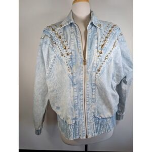 Vintage RIO Studded  Glam Denim Jacket Size medium